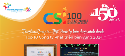 Hành trình vươn đến TOP 10 Doanh nghiệp phát triển bền vững tại Việt Nam của FrieslandCampina